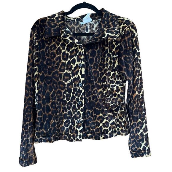 Vintage Tops - Vintage Animal Print Top Leopard Print Blouse Carole Baskin